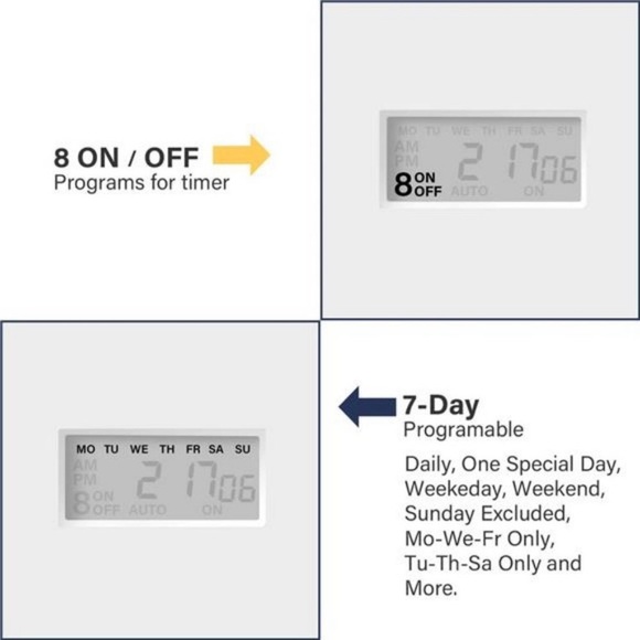 8-Outlet Power Strip with Digital Timer (4 Outlets Timed, 4 Outlets Always On) - Picture 2 of 6